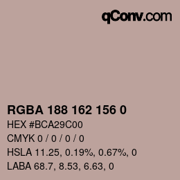 カラーコード: RGBA 188 162 156 0 | qconv.com