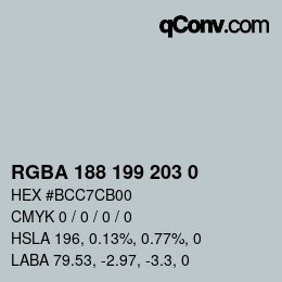 Color code: RGBA 188 199 203 0 | qconv.com