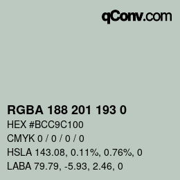 Color code: RGBA 188 201 193 0 | qconv.com