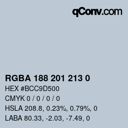 Color code: RGBA 188 201 213 0 | qconv.com