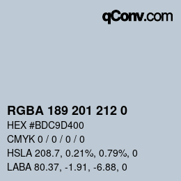 Color code: RGBA 189 201 212 0 | qconv.com