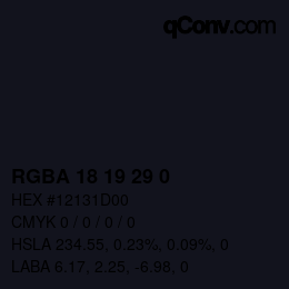 Color code: RGBA 18 19 29 0 | qconv.com
