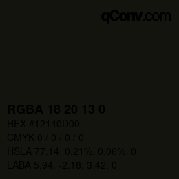 Color code: RGBA 18 20 13 0 | qconv.com