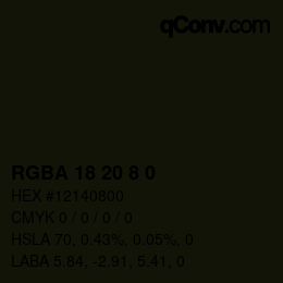Color code: RGBA 18 20 8 0 | qconv.com