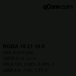 カラーコード: RGBA 18 21 18 0 | qconv.com