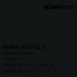 Color code: RGBA 18 21 22 0 | qconv.com