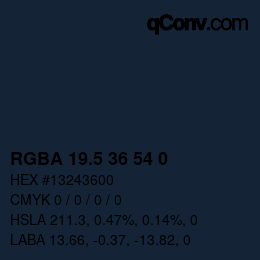 カラーコード: RGBA 19.5 36 54 0 | qconv.com