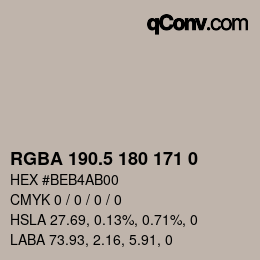 Color code: RGBA 190.5 180 171 0 | qconv.com
