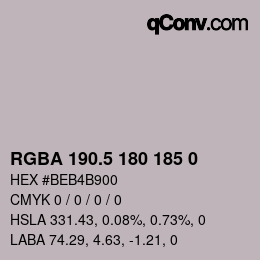 Color code: RGBA 190.5 180 185 0 | qconv.com