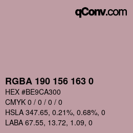 Farbcode: RGBA 190 156 163 0 | qconv.com