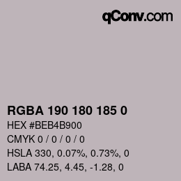 Color code: RGBA 190 180 185 0 | qconv.com