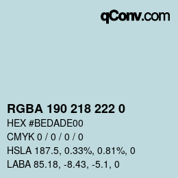 颜色代码: RGBA 190 218 222 0 | qconv.com