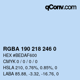 Code couleur: RGBA 190 218 246 0 | qconv.com