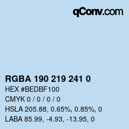 Color code: RGBA 190 219 241 0 | qconv.com