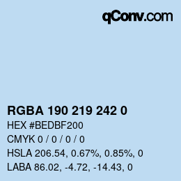 Color code: RGBA 190 219 242 0 | qconv.com