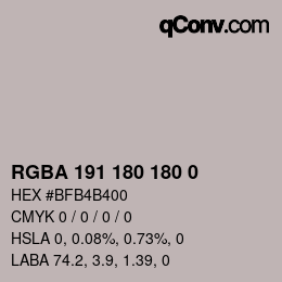 Farbcode: RGBA 191 180 180 0 | qconv.com