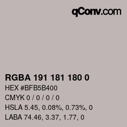 颜色代码: RGBA 191 181 180 0 | qconv.com