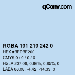 Color code: RGBA 191 219 242 0 | qconv.com