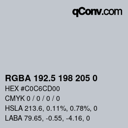 Farbcode: RGBA 192.5 198 205 0 | qconv.com