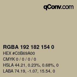 Color code: RGBA 192 182 154 0 | qconv.com