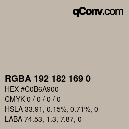 Color code: RGBA 192 182 169 0 | qconv.com