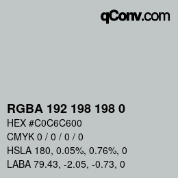 Color code: RGBA 192 198 198 0 | qconv.com