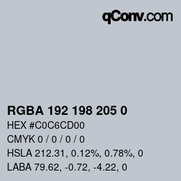 Color code: RGBA 192 198 205 0 | qconv.com
