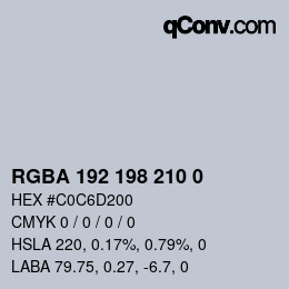 颜色代码: RGBA 192 198 210 0 | qconv.com