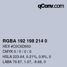 Color code: RGBA 192 198 214 0 | qconv.com