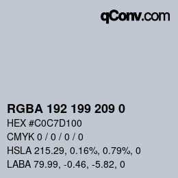 Farbcode: RGBA 192 199 209 0 | qconv.com