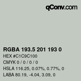 颜色代码: RGBA 193.5 201 193 0 | qconv.com