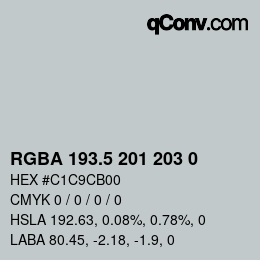 Color code: RGBA 193.5 201 203 0 | qconv.com