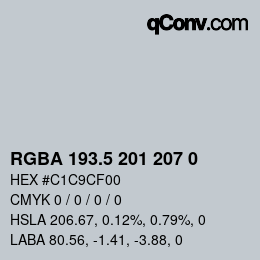 Color code: RGBA 193.5 201 207 0 | qconv.com