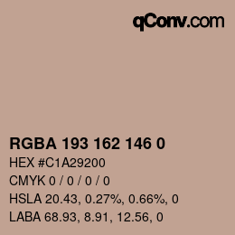 Color code: RGBA 193 162 146 0 | qconv.com