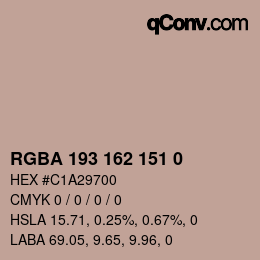 Color code: RGBA 193 162 151 0 | qconv.com