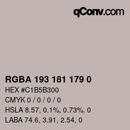 Color code: RGBA 193 181 179 0 | qconv.com