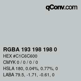 Color code: RGBA 193 198 198 0 | qconv.com