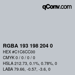 Color code: RGBA 193 198 204 0 | qconv.com