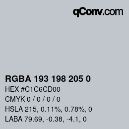 Color code: RGBA 193 198 205 0 | qconv.com