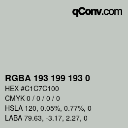 Color code: RGBA 193 199 193 0 | qconv.com