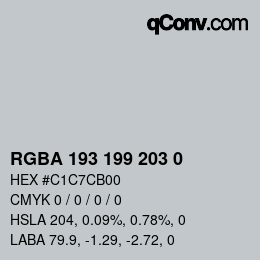 Color code: RGBA 193 199 203 0 | qconv.com