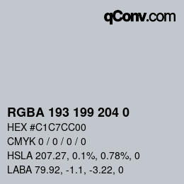 Color code: RGBA 193 199 204 0 | qconv.com