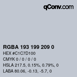 カラーコード: RGBA 193 199 209 0 | qconv.com