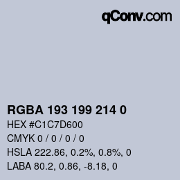 Color code: RGBA 193 199 214 0 | qconv.com