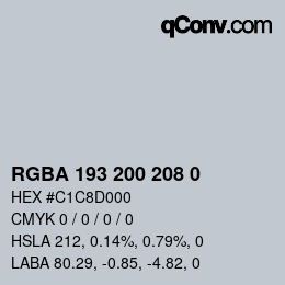 Color code: RGBA 193 200 208 0 | qconv.com
