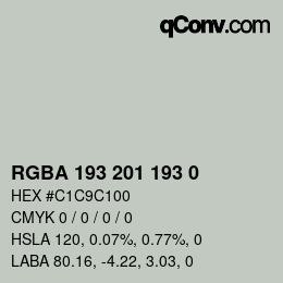 Color code: RGBA 193 201 193 0 | qconv.com