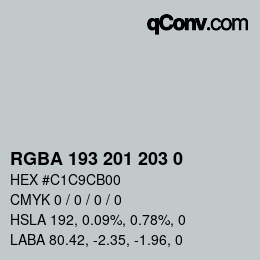 Color code: RGBA 193 201 203 0 | qconv.com