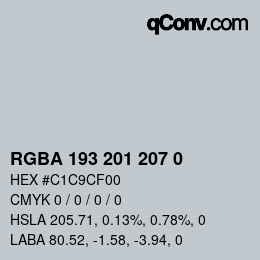 Color code: RGBA 193 201 207 0 | qconv.com