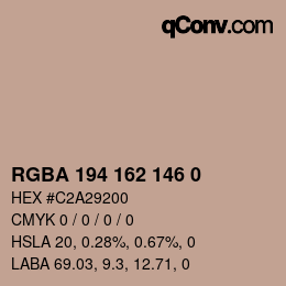 Color code: RGBA 194 162 146 0 | qconv.com