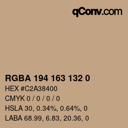 Color code: RGBA 194 163 132 0 | qconv.com